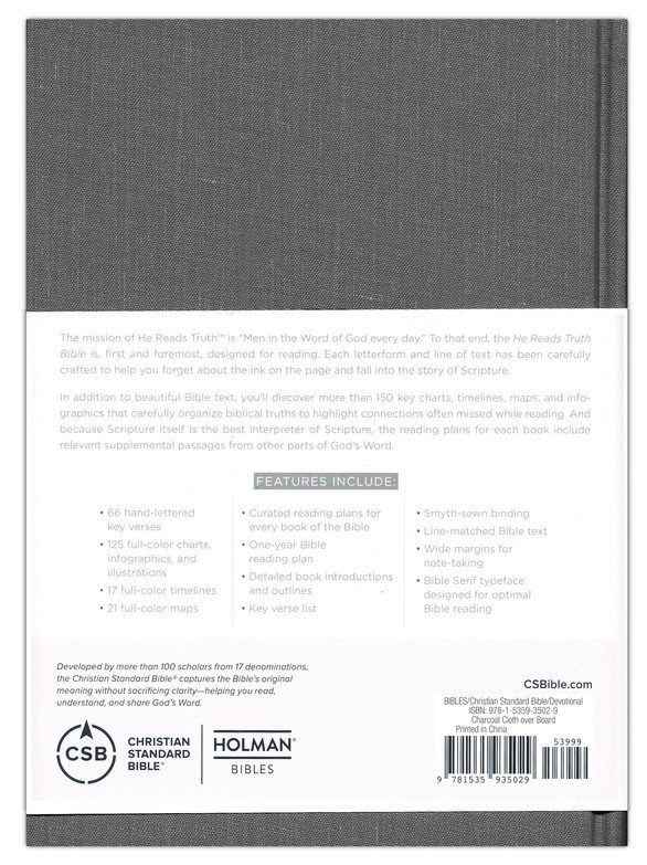CSB He Reads Truth Bible, Pewter Cloth Over Board, Hardcover with Dust Jacket - Image 12