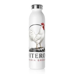 White Rooster Slim Water Bottle – Farmhouse Logo Stainless Steel Bottle