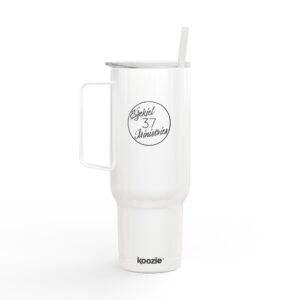 Engraved 40oz Insulated Tumbler with Lid & Straw — Personalized Circle Monogram
